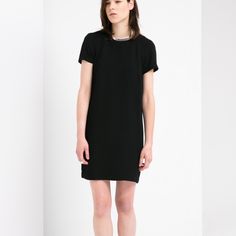 Never Worn. Excellent Condition. From A Smoke Free Home. Spring Black Short Sleeve Dress For Work, Black Short Sleeve Dress For Spring Workwear, Black Casual Short Sleeve Dress For Work, Casual Black Short Sleeve Dress For Work, Black Shift Dresses For Work, Mango Dresses, Mango Dress, Flamboyant Natural, Soft Autumn