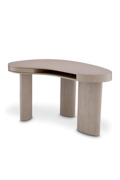 an oval shaped table with two curved legs