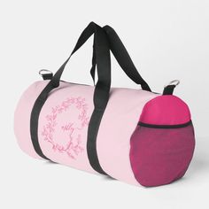 Crafted for the stylishly active, this duffle bag combines functionality with personal flair, making it a must-have for those on the go. Adorned with a hot pink monogram and a delicate wreath of foliage, this bag features a vibrant pink and soft pink palette, emphasizing both vibrance and sophistication. The design is readily customizable, allowing for a personalized touch that resonates with your individual style, making it an ideal companion for gym sessions or weekend getaways.

Constructed w Pink Palette, Pink Monogram, Customized Photo Gifts, Family Moments, Side Pocket, Weekend Getaways, Duffel Bag, Individual Style, Photo Gifts