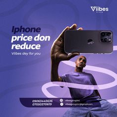 a man holding an iphone up to his face with the words vibes on it