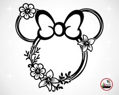 minnie mouse head with flowers in the middle