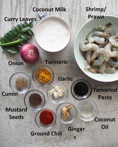 the ingredients to make this dish include shrimp, garlic, turment, and seasoning