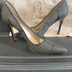 Used Sjp Heels, Size 37. Barely Worn, But There Are Little Marks On The Heels, Totally Not Noticeable When Wearing Them. Sjp Shoes Sjp By Sarah Jessica Parker, Sarah Jessica Parker Shoes, Sarah Jessica, Sarah Jessica Parker, Shoes Women Heels, Black Silver, Shoes Heels, Women Shoes, Heels