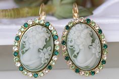 Cameo Earrings, Women Jewelry, Green Cameo Earrings, Antique Cameo Style, Vintage, Retro, Emerald Wedding Earring,Intaglio Earring Details of earrings: Metals: 24k gold plated, Available in silver plated and rose gold plated Length : 30 mm Width : 23 mm Gemstones: a little stones of crystal and acrylic cameo The earrings will be packed in a gift box. , DETAILS FOR MENTION NECKLACE Metals: 24k gold plated, Available in silver plated and rose gold plated Length : 30 mm Width : 23 mm Chain: 18 inch Antique Cameo Jewelry, Intaglio Jewelry, Victorian Bracelet, Cameo Bracelet, Wedding Earring, Gold Earrings Wedding, Cameo Earrings, Emerald Wedding, Earrings Antique