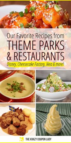 the cover of our favorite recipes from theme parks and restaurants disney, cheesecake factory, ikea's more