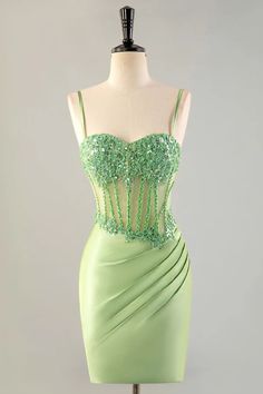 Fitted green transparent tight corset bead back to school dress – JiMiss Dresses Green Mini Dress With Fitted Bodice For Prom, Green Sleeveless Mini Dress For Prom Season, Green Strapless Corset Dress For Prom, Green Dress With Corset Back And Fitted Bodice, Strapless Green Dress For Homecoming, Green Backless Mini Dress For Prom, Green Mini Dress For Prom Season, Elegant Green Corset Dress With Boned Bodice, Elegant Green Corset Dress With Fitted Bodice