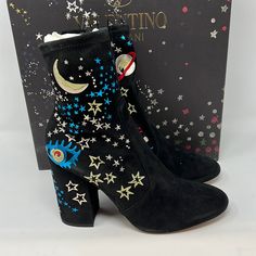 Authentic And New. Original Box And Dust Bag Included Brown High Boots, Pink Booties, Short Rain Boots, Black Suede Ankle Boots, Embroidered Boots, Embellished Shoes, Studded Boots, Block Heel Ankle Boots, Leather Block Heels