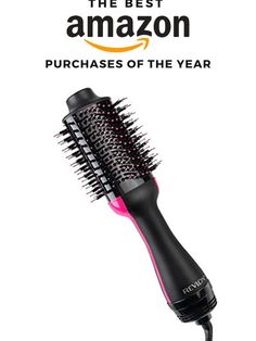 the best amazon hair brush for women in black and pink is on top of an advertisement