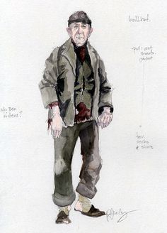 a drawing of a man standing with his hands in his pockets