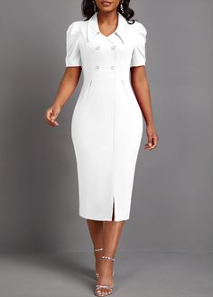 Elegant Church Dresses, Sunday Dress Outfit Church, Church Dresses For Women Classy Chic, White Nurse Dress, Big Twist Braids Hairstyles, Elegant Shirt Dress, White Outfits For Women, Big Twist, Church Suits