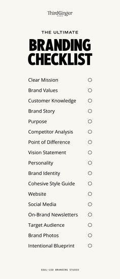 the ultimate guide to branding checklist