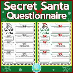 the secret santa question and answer sheet