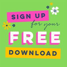 the sign up for your free ebook is displayed on a green background with flowers and daisies