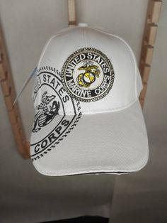 Best quality Embroidered caps on the market Classic Looking 6 Panels Constructed Cap 100% Acrylic hat Suitable for everyday such as indoor, outdoor, exercise and casual occasions. One Size Fit Most, Adjustable Hook and Loop closure rear strap Great Gift Ideas- Splendid gifts for birthday, anniversary, Christmas and Veterans Day Best Services- You are the most valuable customer to me. It is great pleasure to having your opinions. If you have any questions or problems, please contact me anytime. I White Letter Print Visor Hat, White Breathable Cotton Hat, White Dad Hat With Letter Print For Sports, White Dad Hat For Outdoor, White Sports Hat With Letter Print, White Flat Bill Dad Hat For Outdoor, Sports Visor Hat With Embroidered Logo, White Outdoor Hat With Embroidered Logo, White Cap With Embroidered Logo