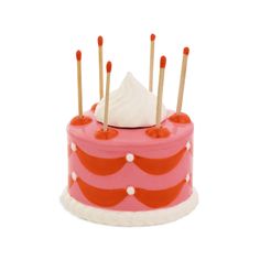 Cake Match Holder Bonjour Fete Party Supplies Home Decor Match Holder With Striker, Matches Holder, Matchstick Holder, Match Jar, Kitchen Storage Canisters, Cake Holder, Match Holder, Orange Cake, Welcome To The Party