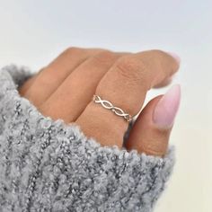 Petite Intertwined Braid Infinity Sterling Silver Ring - Etsy Silver Ring Bands For Women, Cute Rings Silver Simple, Cute Silver Rings Aesthetic, Silver Band Ring Women, Silver Rings For Women Simple, Simple Ring Designs Silver, Everyday Rings Silver, Cute Rings Silver, Rings Silver Simple