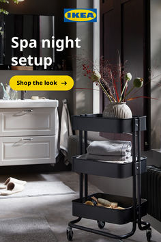 an advertisement for ikea's spa night setup