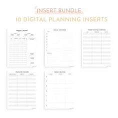 the insert bundle includes 10 digital planning inserts, including an invoicer