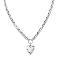 A fresh expression of love, an artful heart pendant hangs from the bold links of this sterling silver necklace. Pairs beautifully with the matching Timeless Heart Drop Ear Posts. Silver Heart Pendant Charm Necklace With Cable Chain, Silver Heart Pendant Charm Necklace On Cable Chain, Silver Charm Necklace With Heart Pendant And Cable Chain, Silver Charm Necklace With Heart Pendant, Silver Heart-shaped Cable Chain Necklace, Sterling Silver Heart Pendant Charm Necklace With Cable Chain, Silver Open Heart Chain Necklace With Charm, Elegant Sterling Silver Heart Necklace With Cable Chain, Modern Heart-shaped Sterling Silver Necklace