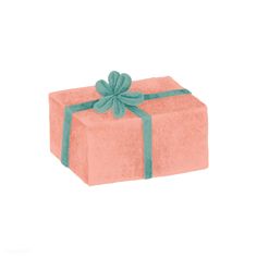 a pink gift box with a green bow