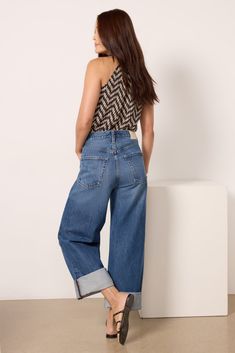 An ultra-relaxed fit defines these stylish wide leg jeans by Citizens of Humanity. The Ayla is crafted in rigid, non-stretch cotton denim with a button fly closure and rolled hems that can be worn uncuffed for a full-length look. Wear them from day to night with sneakers or strappy sandals. | CITIZENS OF HUMANITY Women's Ayla Cuff Jeans, Size 32, Blue Modern Wide Leg Cropped Jeans, Modern Wide Leg Cropped Jeans In Medium Wash, Modern Medium Wash Wide Leg Cropped Jeans, Modern Wide Leg Medium Wash Cropped Jeans, Chic Wide-leg Cropped Jeans In Denim Blue, Chic Denim Blue Wide-leg Cropped Jeans, Chic Blue Wide Leg Cropped Jeans, Chic Denim Blue Cropped Wide Leg Pants, Inside Out Style