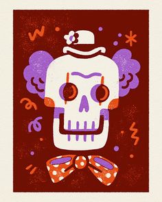 a skull wearing a hat and bow tie