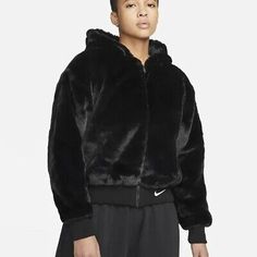 Great shopping ideas for Nike Sportswear Essentials Hooded Jacket Faux Fur Black Women XS / S DD5116-010, Womens Clothing Essentials Jacket, Nike Fleece Jacket, Nike Coat, Nike Vest, Black Faux Fur Jacket, Nike Sportswear Women, Women's Windbreaker, Nike Track Jacket, Nike Fleece