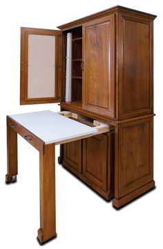 Yoder's Woodworking Craft Cabinet, Cutting Table Amish Furniture - She Sewing Tables Craft Organizer Cabinet, Pull Out Table, Baking Center, Sewing Tables, Craft Storage Cabinets, Woodworking Craft, Sewing Room Furniture, Puzzle Table, Craft Cabinet