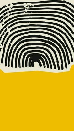 a yellow and black poster with a finger print on the bottom half of it's image