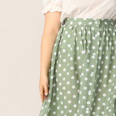 Gender: Women Material: Polyester Style: Casual Pattern Type: Dot Silhouette: A-Line Decoration: Button Dresses Length: Mid-Calf Style: Casual Season: Spring/Summer Type: A Line Summer Knee-length Skirt With Button Closure, Knee-length Summer Skirt With Button Closure, Summer Day Out Skirt With Buttons, Summer Button-up Flowy Skirt, Green Button-up Summer Bottoms, Summer Daywear Skirt With Buttons, Green Skirt For Summer Daywear, Green Buttoned Skirt For Summer, Summer Beach Skirt With Buttons