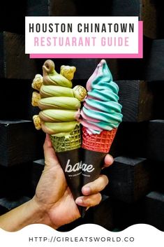 the houston chinatown restaurant guide is filled with colorful ice cream and bananas