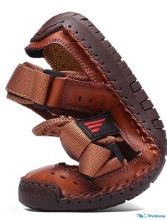 OrcaJump - Mens Everyday Microfiber Sandals in Black, Brown, and Blue for Summer Brown Non-slip Leather Sandals, Brown Leather Non-slip Sandals, Casual Brown Non-slip Sport Sandals, Casual Brown Closed Toe Sport Sandals, Brown Casual Sport Sandals With Rubber Sole, Casual Brown Sport Sandals With Rubber Sole, Brown Leather Sport Sandals With Non-slip Sole, Casual Brown Sport Sandals With Leather Footbed, Casual Brown Leather Footbed Sport Sandals