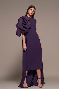 Description Purple Column, Midi dress Sleeveless Closed neckline Crepe Dry Clean Made in Spain SKU BAREGGIO Isabel Sanchis, Midi Dress Style, فستان سهرة, Long Midi Dress, Wedding Dresses For Sale, Gowns With Sleeves, Midi Dress Sleeveless, Looks Style, Purple Dress