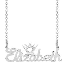 Show your name in style with our new "Personalized Crown Name Plate". Available in Silver Plated Gold Plated Sterling Silver and 14K Gold over Sterling Silver. You may also add a jewel to the crown with sparkling rhodium for a more meaningful look! Grab yours today! (Letters only NO numbers or special characters) Dimensions and Specifications: Length = approx. up to 2" inches (variable with lettering) Height = approx. 1/2" inch (variable with lettering) Chain Type = Link Chain Plating = Silver P Monogrammed Cufflinks, Leather Kits, Swarovski Heart, Name Earrings, Crown Necklace, Silver Link Chain, Diffuser Necklace, Nameplate Necklace, Monogram Necklace