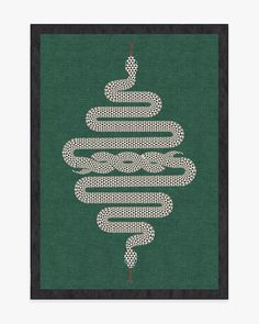 a cross stitch pattern with a snake on it's back, in green and white