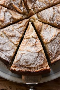 a cake that is cut into slices on a plate