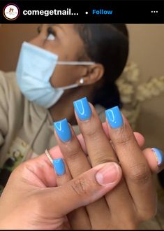 Blue Nails Overlay, Back To School Nails Acrylic Short Blue, Blue Acrylic Nails Solid Color, Short Square Acrylic Nails Royal Blue, Blue Gel Overlay Nails, Blue Shorties Nails Square, Overlay Nails Blue, Short Blue Acrylics, Blue Overlay Nails