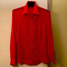 Escada Gorgeous Red Silk Logo Button Blouse Button Blouse, Red Silk, Button Down Shirts, Button Down Shirt, Womens Tops, Silk, ? Logo, Red, Women Shopping