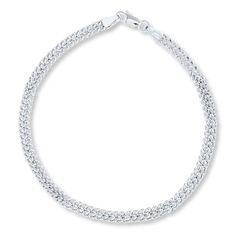 Intricate links of 14K white gold create this elegant bismark chain bracelet. The 7.5-inch bracelet secures with a lobster clasp. Elegant Silver Charm Bracelet With Curb Chain, Elegant Cuban Link Bracelet With Lobster Clasp, White Gold Link Charm Bracelet With Jubilee Design, White Gold Jubilee Link Charm Bracelet, Elegant Silver Diamond Bracelet With Curb Chain, Elegant Silver Cuban Link Bracelet With Lobster Clasp, Elegant Silver Diamond Curb Chain Bracelet, Classic Silver Wheat Chain Bracelet, Elegant Sterling Silver Wheat Chain Bracelet