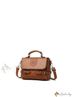 Bird in Bag - Leather Flap Bag with Buckle Accents Brown Satchel Flap Bag With Leather Trim, Luxury Leather-lined Flap Satchel, Brown Satchel Flap Bag With Turn-lock Closure, Brown Flap Bag With Gold-tone Hardware For Daily Use, Brown Leather-handled Satchel Box Bag, Bag Style, Square Bag, Flap Bag, Bird In Bag