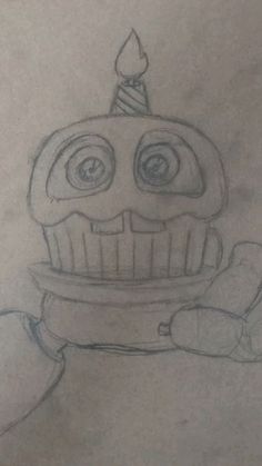 a drawing of a skull with a candle on it