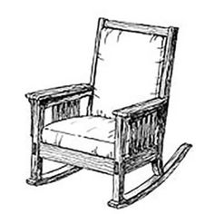 a wooden rocking chair with a cushion on it