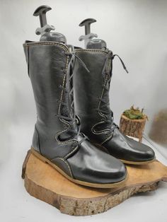 This is handmade genuine leather custom made men's boots.  Every size available.  Custom made. If you like to have same boots other colours please messages me.  Outside lining, interior lining and sole genuine leather.  Flats sole comfy boots.  We have door to door express shipping.  For custom order and wholesale question contact with us.  bemyboots.etsy.com Thank You Medieval Leather Boots With Leather Sole, Viking Style Lace-up Leather Boots, Viking Style Leather Boots With Round Toe, Viking Leather Lace-up Boots, Viking Leather Boots With Leather Sole, Round Toe Boots With Rubber Sole For Larp, Viking Style Lace-up Boots With Leather Sole, Viking Leather Boots With Rubber Sole, Viking Boots With Rubber Sole And Round Toe