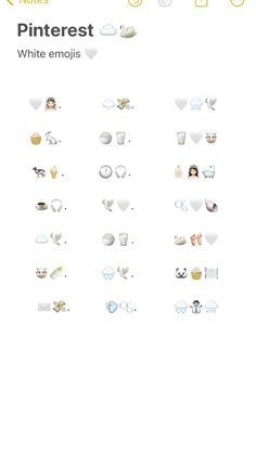 the white emojts are arranged on top of each other, with different shapes and sizes