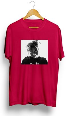 Juice Wrld T-Shirt - Ourt Red Cotton Grunge T-shirt, Trendy Red T-shirt For Streetwear, Red Punk T-shirt For Streetwear, Red Screen Print T-shirt For Concerts, Red Screen Printed Tops For Concert, Red Screen Print Tops For Concert, Red Screen Print Top For Concert, Red Relaxed Fit Hip Hop T-shirt, Trendy Short Sleeve T-shirt For Concerts