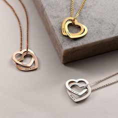 Personalized Engraved Interlocking Hearts Necklace | #etsy #heartpendant #lovenecklace #interlockinghearts #engraved #custom #customized #personalized #handmade #momgift #engraving #giftforher #mothersdaygift #silver925 #sterlingsilver #heartnecklace #womensjewelry #anniversarygifts #hisname #hername Rose Gold Engraved Heart Necklace For Anniversary, Personalized Double Heart Rose Gold Jewelry, Engraved Double Heart Rose Gold Jewelry, Personalized Double Heart Rose Gold Necklace, Engraved Rose Gold Double Heart Jewelry, Engraved Heart Pendant Jewelry For Mother's Day, Engraved Heart Charm Necklaces For Mom, Engraved Heart Charm Necklace For Mom, Engraved Necklaces For Anniversary On Valentine's Day