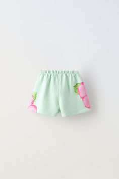 FLOWER PLUSH SHORTS - Turquoise | ZARA United States Zara Cotton Bottoms With Built-in Shorts, Spring Drawstring High-waisted Shorts, Spring Bermuda Pajama Shorts With Elastic Waistband, Spring High-waisted Loungewear Shorts, Spring High-waisted Drawstring Shorts, Zara Bottoms With Built-in Shorts, High-waisted Drawstring Shorts For Spring, Spring Loungewear Shorts With Elastic Waistband, Cute Loungewear Shorts For Spring