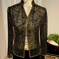 Jmd New York Vintage Embellished Beaded Sheer Cardigan Cover Labyrinth Pattern See Thorough Crop Duster Gorgeous Piece Rare Bolero Shrug Shawl Cardigan Over Cover Top/Blouse Camisole Tunic Hide Tummy Travel Vacation Beach Work Casual Summer Blazer Very Versatile Outdoor Wedding Guest Formal Evening Cocktail Party Rave Whimsgoth Special Occasion Event Sz Ps Fits Regular Women Size Gold Black All Sales Are Final Elegant Winter Tops With Sequins, Elegant Sequined Winter Tops, Elegant Winter Sequin Tops, Elegant Sequined Tops For Winter, Elegant Winter Cardigan With Sequins, Elegant Sequined Cardigan For Fall, Elegant Sequin Cardigan, Glamorous Fitted Evening Cardigan, Long Sleeve Sequined Evening Cardigan