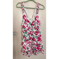 Brand New Never Worn. Says Large But I Think It Is Not Sized Correctly, Fits More Like A Medium To Small. Ruched Mini Dress With Beautiful Pink And Green Floral Print. Pink Floral Mini Dress, Red Lace Mini Dress, Pink Floral Embroidery V-neck Mini Dress, Vibrant Sleeveless Floral Print Mini Dress, Spring V-neck Mini Dress With Rose Print, Vibrant V-neck Mini Dress With Floral Print, Vibrant Floral Print V-neck Mini Dress, Ruched Mini Dress, Tiered Ruffle Dress