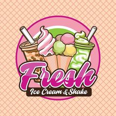 the logo for fresh ice cream and shake